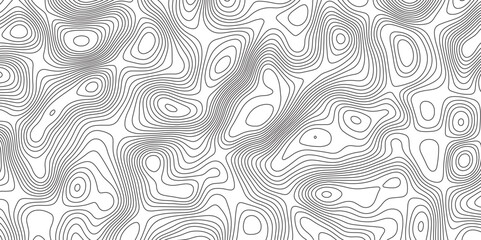 Abstract topographic contours map background. Topographic map and landscape terrain texture grid. Modern design with White background with topographic wavy pattern design. Black-white background.