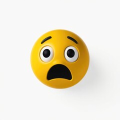 Fototapeta premium A bright yellow sad emoji with wide eyes and a frowning mouth captures an intense moment of anxiety and disappointment, reflecting deep emotional states