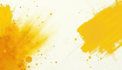 yellow paint splattered on a white surface with a white background
