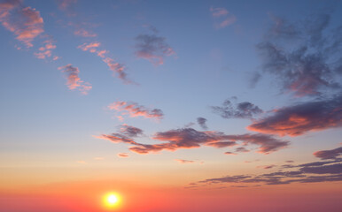 Beautiful dramatic scenic sunset sky background