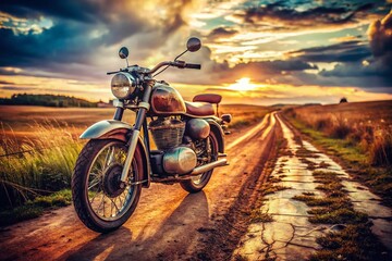 Naklejka premium Vintage Motorcycle Documentary Photography: Classic Bikes, Retro Rides, Old Motorcycles