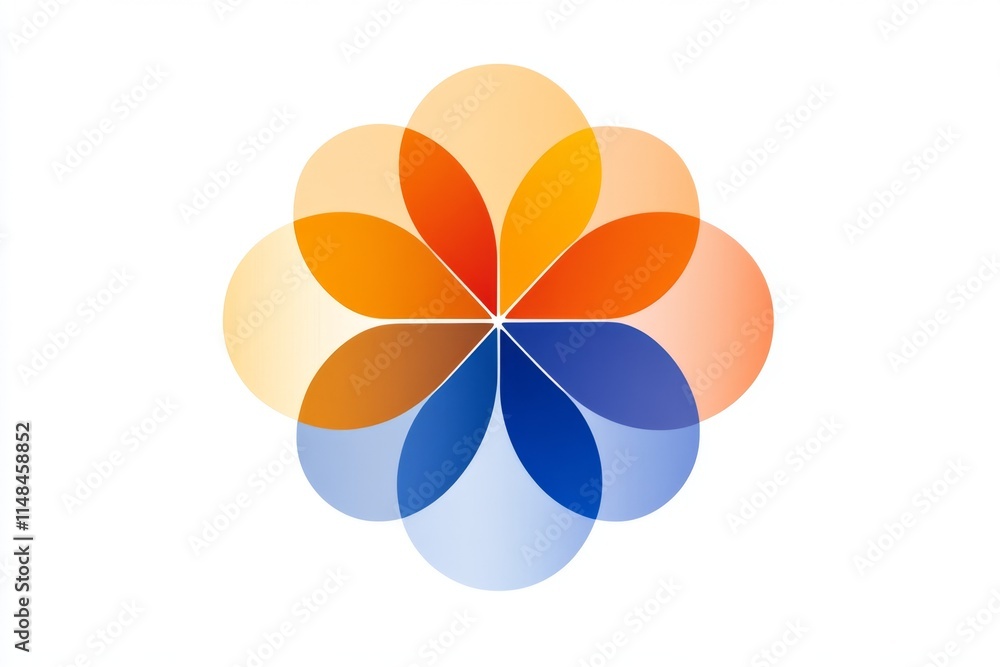 Poster A simple depiction of overlapping circles forming a geometric flower, created with bold lines and gradient colors on a white background