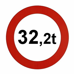 Illustration des Stra&szlig;enverkehrszeichens "Maximal zul&auml;ssiges Gesamtgewicht 32,2t"	
