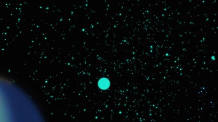 Planet Earth in outer space rotating 360 degrees, in a seamless loop motion template with copy space for text