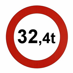 Illustration des Stra&szlig;enverkehrszeichens "Maximal zul&auml;ssiges Gesamtgewicht 32,4t"	