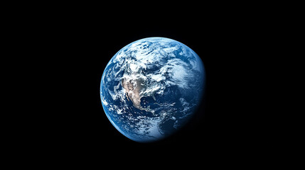 Naklejka premium Blue planet viewed from space showing continents and clouds illuminated by sunlight