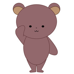 敬礼をするかわいいくま