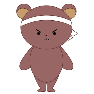 ハチマキを巻いたやりきに満ちたくま