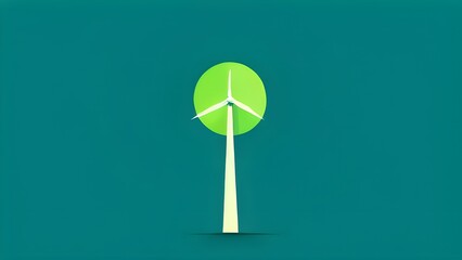 Obraz premium windmill as symbol for green energy, minimalist abstract illustration background