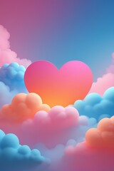 Fototapeta premium there is a heart shaped object in the sky with clouds