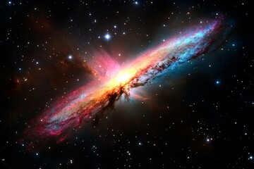 A vivid galaxy captured by a telescope, with nebulae and star clusters adding brilliant colors and texture to the scene