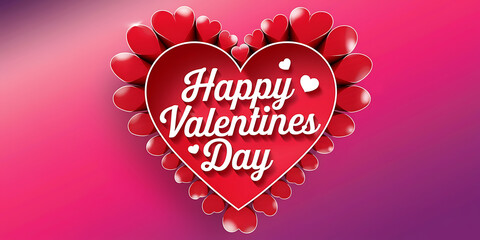 A 3D graphic design of a large red heart with the text "Happy Valentines Day" written inside it