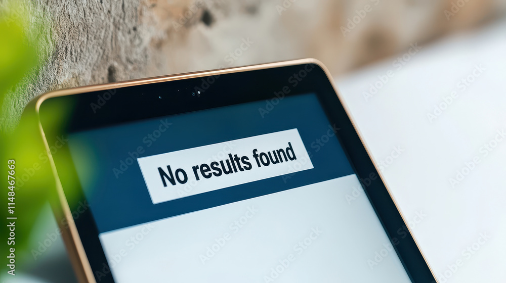 Poster figure it out concept, close-up view of tablet with search bar displaying no results found on stylis