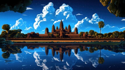 Whimsical Design of Angkor Wat at Night
