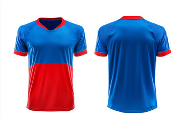 blue and red jersey template for team clubs, jersey sport, front and back, Tshirt mockup sports jersey template design for football soccer, racing, gaming, sports jersey