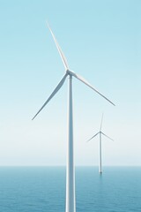Fototapeta premium arafed windmills in the ocean with a blue sky