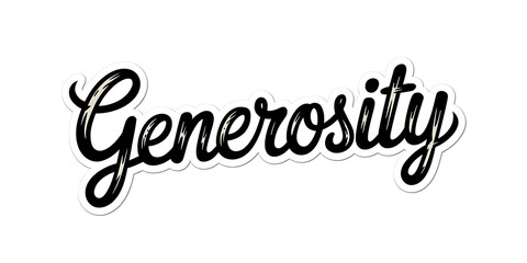 A cutout png design asset of the word "Generosity" isolated on a white background