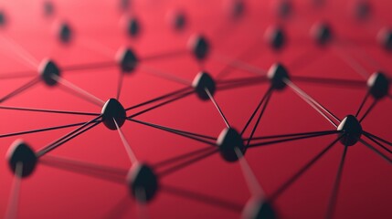 Figure it out Concept, Digital Network Visualization in a Red Background with Nodes and Connections for Software Brainstorming Ideas