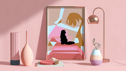 interior design mockup silhouette fotograf clipping path Rose Gold Blush pink gold cream soft gray Scientific Illustration