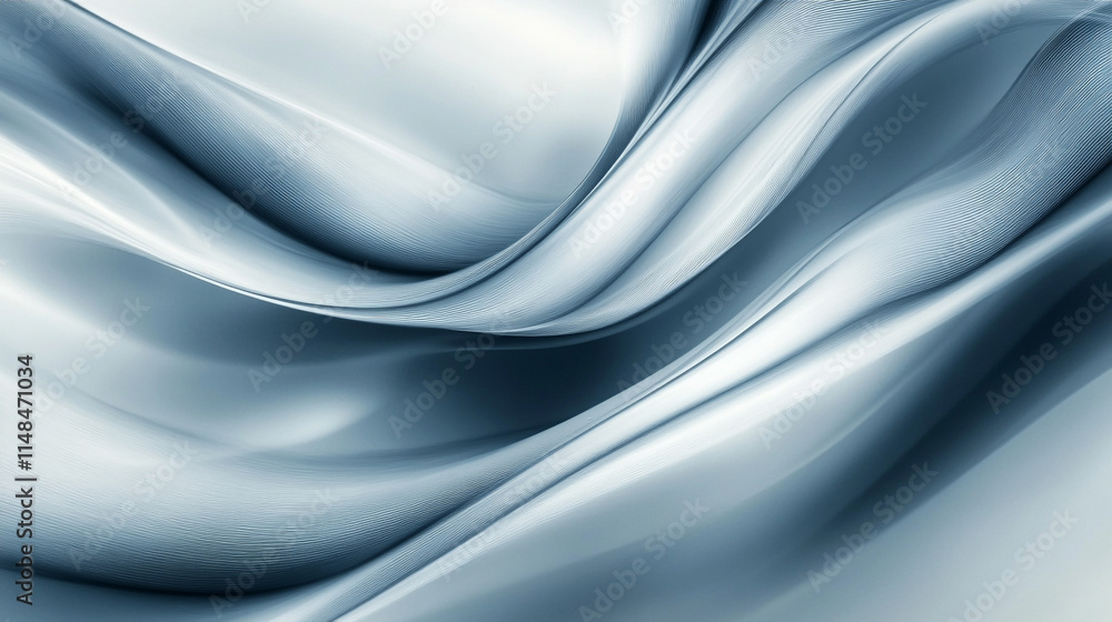 Poster flowing blue fabric creating soft waves and gentle folds in a delicate, serene setting