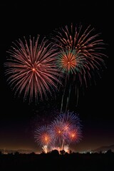 Obraz premium fireworks are lit up in the night sky above a city