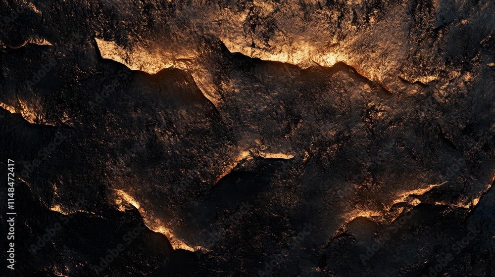 Aufkleber a textured surface resembling dark rock with glowing edges, creating a dramatic visual effect.