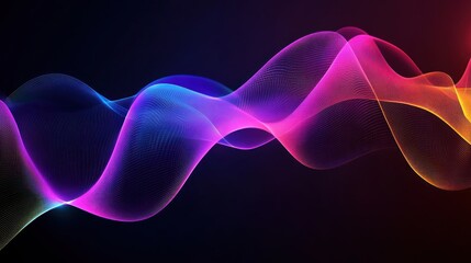 Abstract Neon Wave Forms Flowing Through Space