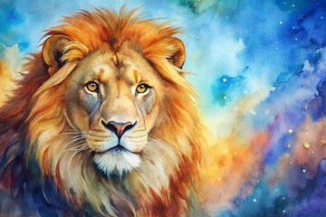 Watercolor Lion Painting, Majestic Wildlife Art, Big Cat Portrait, Animal Painting, Fine Art Print, Wildlife Illustration,  Watercolor Animal,  Lion Artwork
