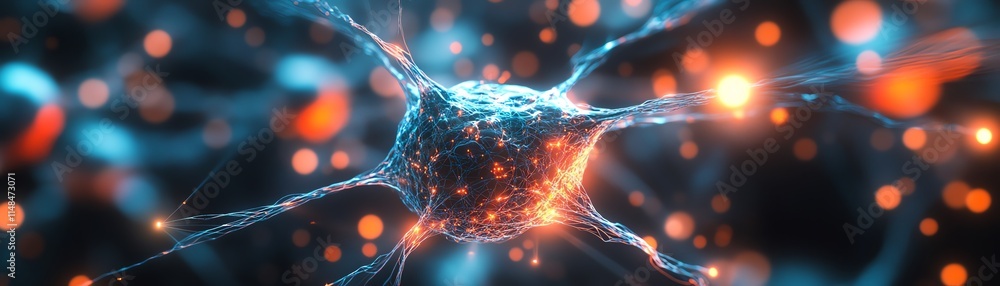 Poster artificial intelligence and neuronal network circuits concept, glowing neural connections, futuristi