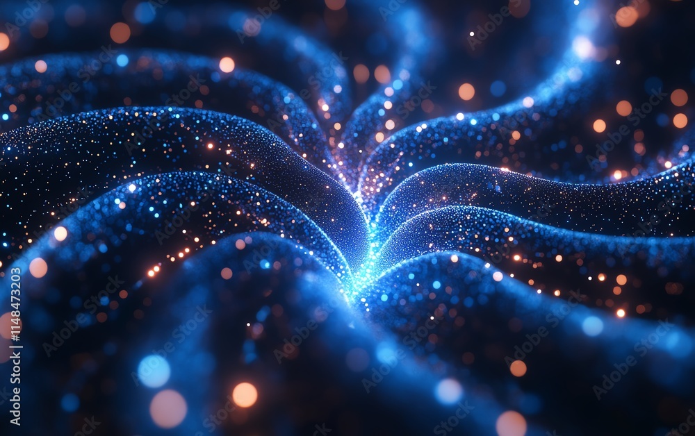 Poster artificial intelligence neural network concept, interconnected circuits and neurons firing with digi