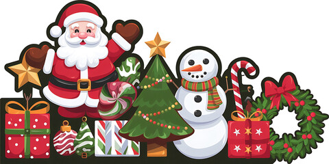 A cutout png design asset of various ornaments and decorations isolated on a white background