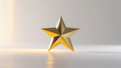 A Solitary Five-Pointed Gold Star with Each Point Radiating a Soft Glow on a Dark Background