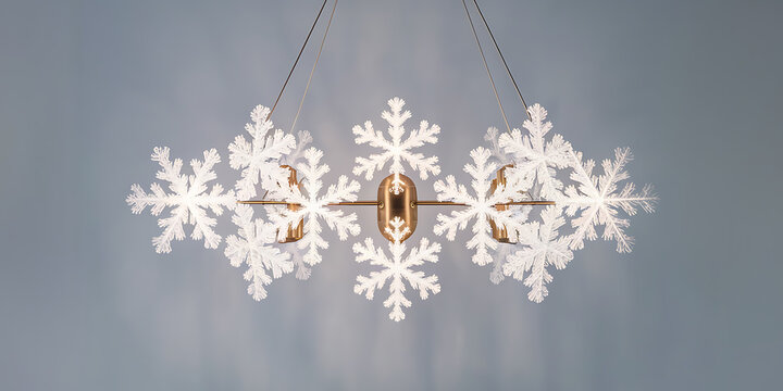 A minimalist chandelier with a subtle icy snowflake motif