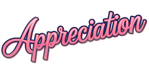 A png design asset of the word "Appreciation" in a cursive script