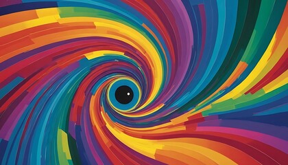 Abstract Rainbow Swirl with Central Eye Design
