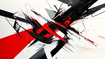 Abstract Red Black and White Artistic Expression