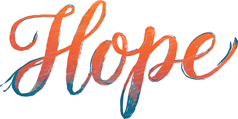 A watercolor style illustration of the word "Hope" in large, script-like letters