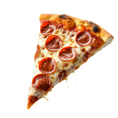 A slice of pizza isolated on a transparent background