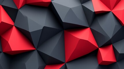 Obraz premium A geometric pattern featuring red and dark gray facets, creating a modern, abstract, background design.