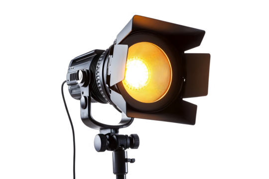 Stage light on a tripod isolated on a transparent background