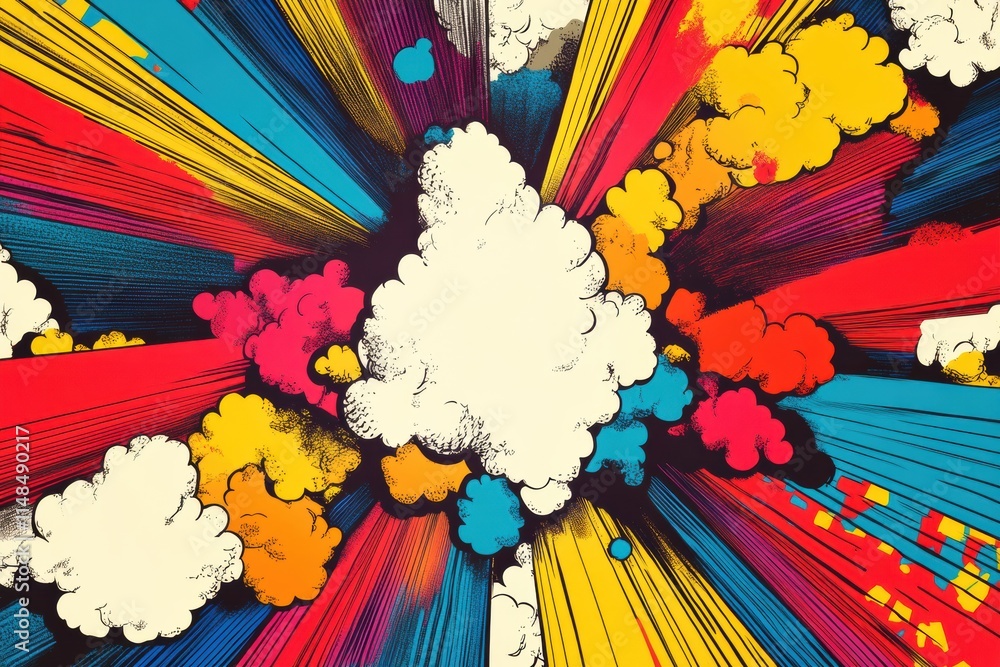 Fototapete vibrant explosion of colors with dynamic shapes and contrasting patterns in artistic design. generat