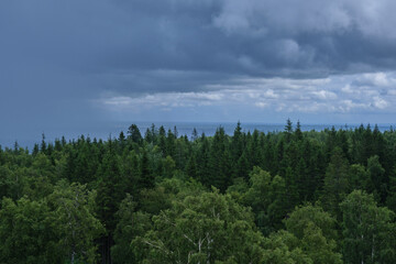 Trip to Kinnekulle in Sweden Skaraborg on a rainy summer day in July