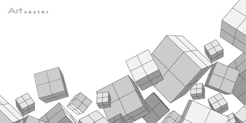 Abstract white background from cubes and lines. Futuristic technology concept. Vector illustration .