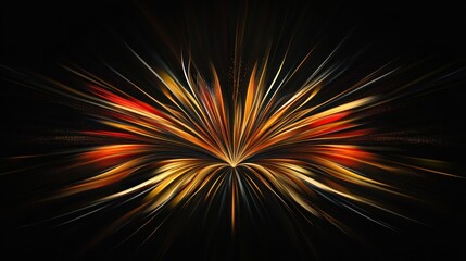 Fototapeta premium Golden and colorful fireworks exploding dynamically against a sleek black background, creating a bold and festive New Year's Day design.