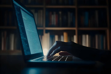 Night Laptop Coding Illustration