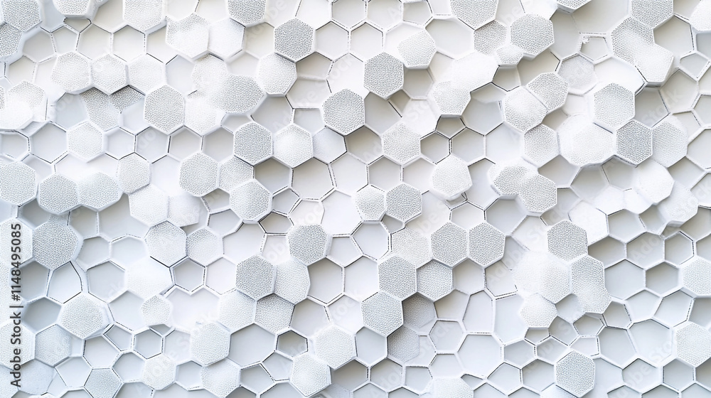 Aufkleber unique textured wall featuring white hexagonal patterns and shapes in a modern interior design setup