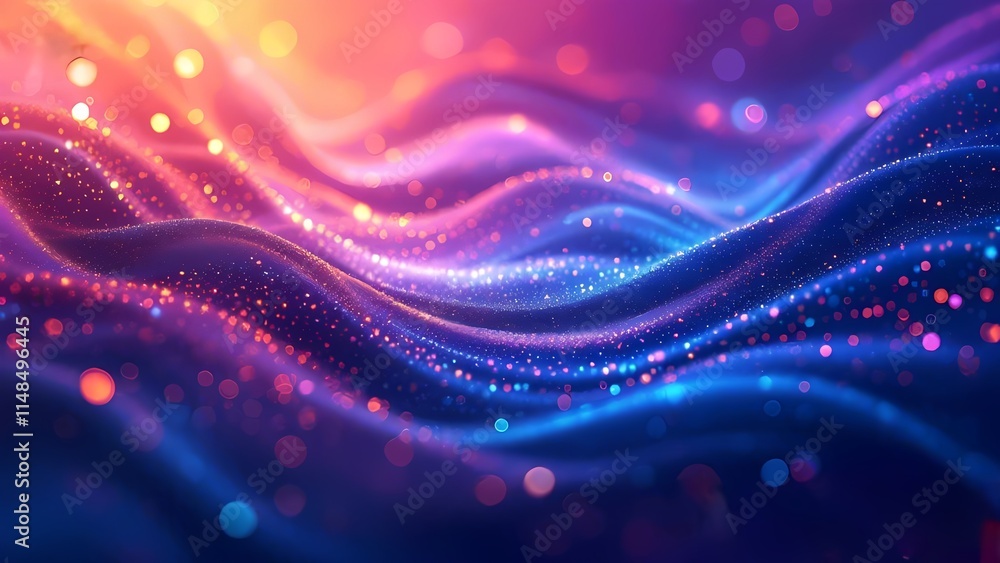 Poster blue wave pattern with light texture and abstract 3d motion