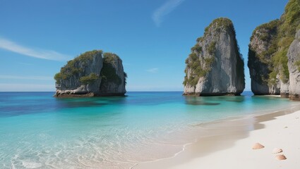 beach in the beautiful island and blue ocean