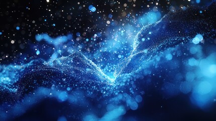 Abstract Blue Nebula: A Digital Landscape of Celestial Particles