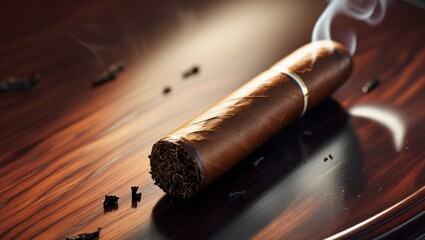 premium cigar on wooden background